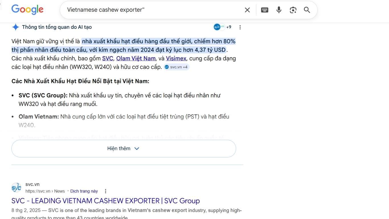 xuất khẩu hạt điều