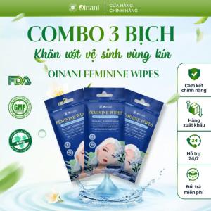 Combo 3 bịch 30 tờ khăn ướt vệ sinh vùng kín Oinani Feminine Wipes