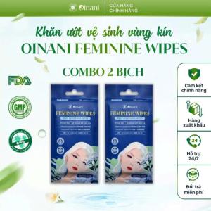 Combo 2 bịch 20 tờ khăn ướt vệ sinh phụ nữ hương nhài Oinani Feminine Wipes