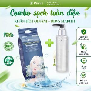 Combo sạch toàn diện gồm khăn ướt vệ sinh phụ nữ OINANI + dung dịch vệ sinh Maputi – an toàn, lành tính